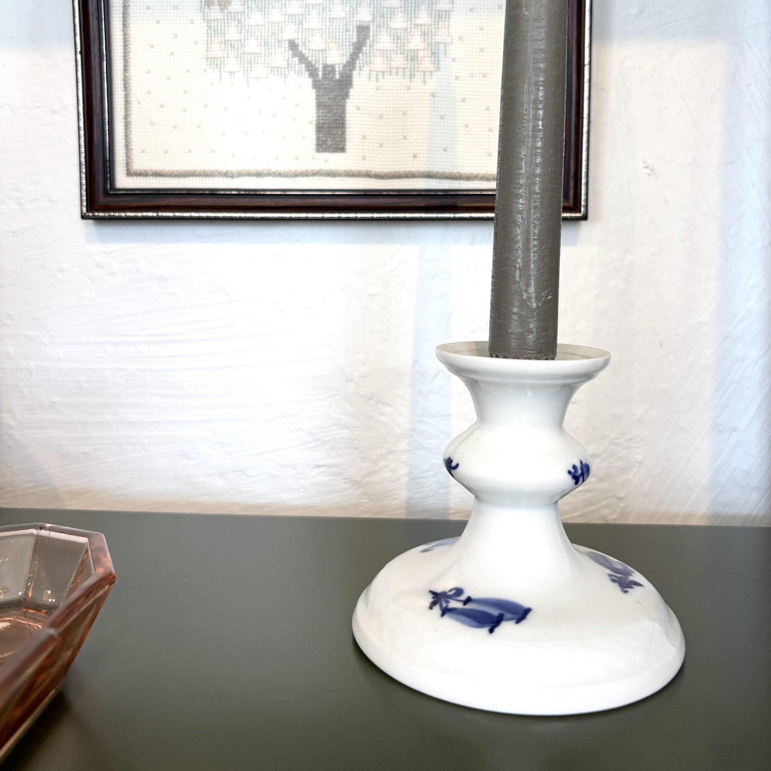 Blå blomst lysestage - Retro ByGuldbrandt